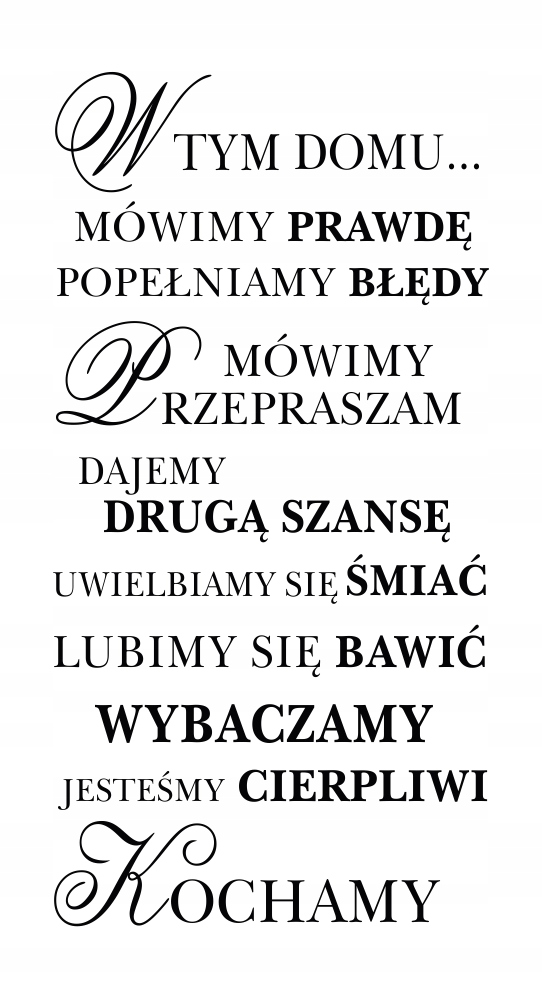 Naklejka ścienna cytat W TYM DOMU naklejki napis