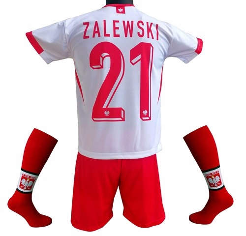 Komplet strój piłkarski koszulka spodenki getry Zalewski Polska :: 128 cm
