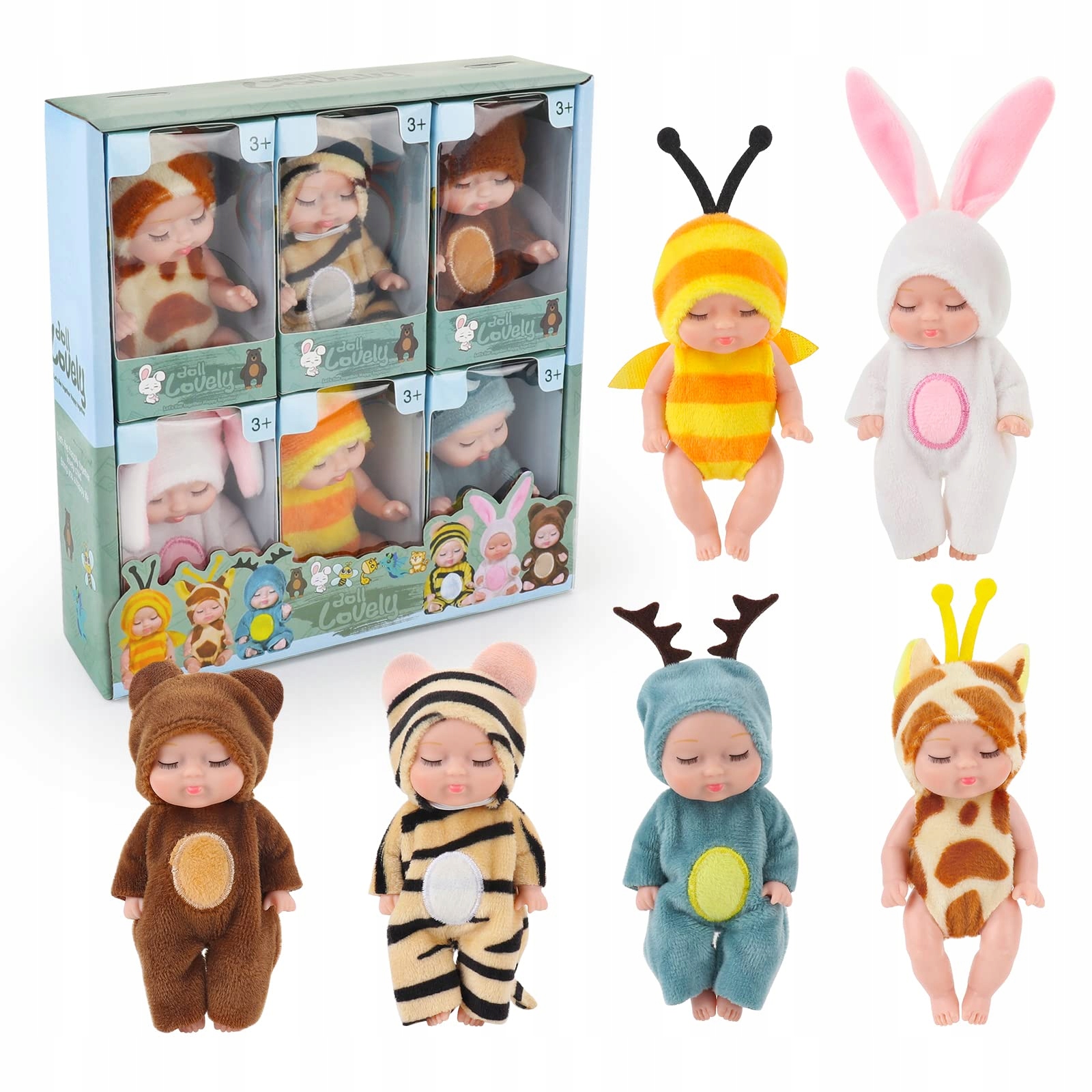 Mini Reborn Babypuppe Sada 6 Kusů Měkké Realistické Pro Děti