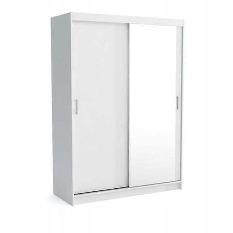 Skříň Rieti 150 cm Skříň se zrcadlem Posuvná bílá