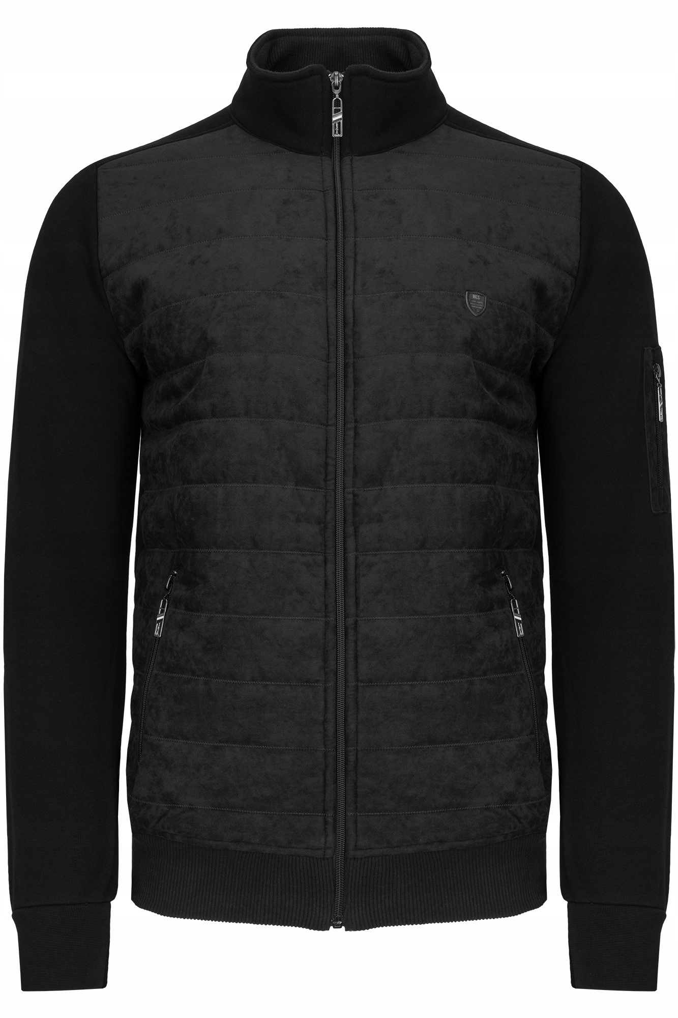 Pánská Rozepínací Mikina Černá Prošívaná Zateplená Bunda Stojáček Bavlna: XL