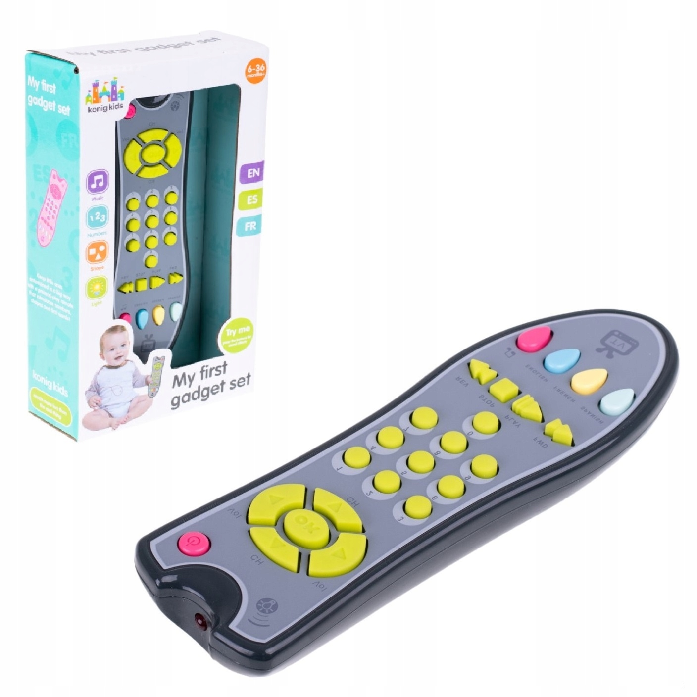 PILOT DLA DZIECI MALUCHA Z MUZYKĄ TV ZABAWKA EDUKACYJNA INTERAKTYWNA