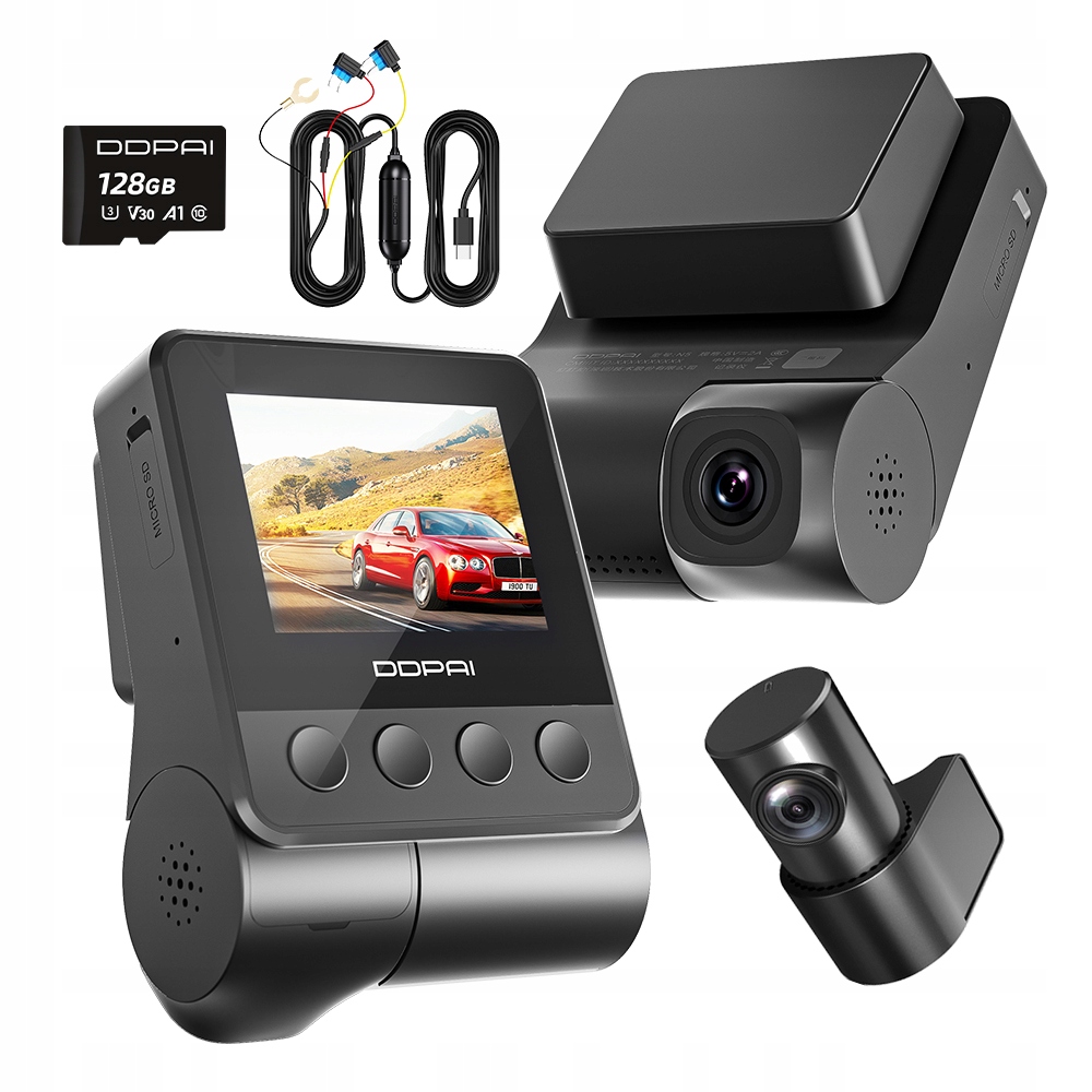 Automobilová Kamera Ddpai Z40 Dual Videorekordér Hardwire Kit +128GB