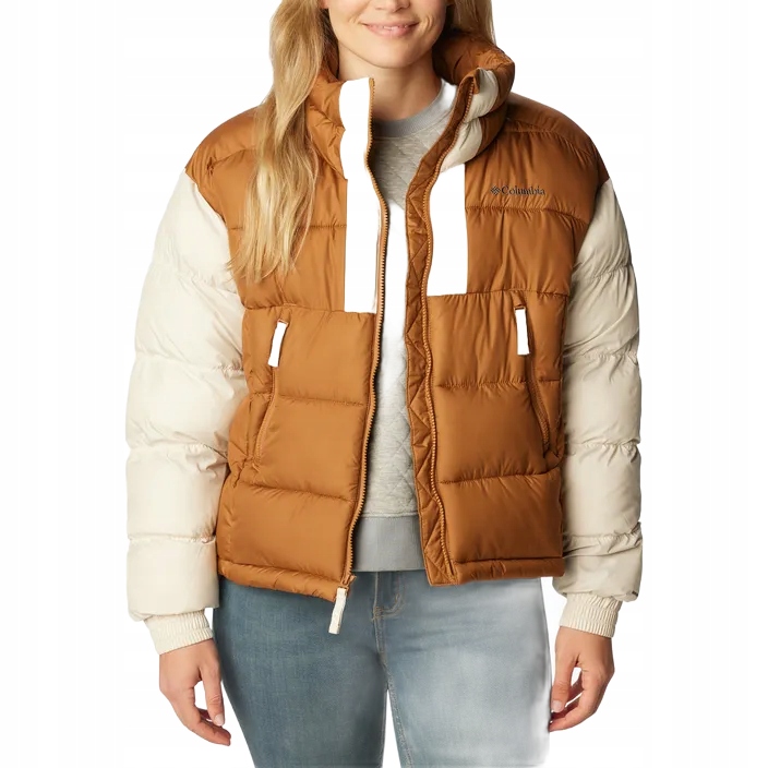 Kurtka puchowa damska Columbia Pike Lake II Cropped camel brown/chalk M