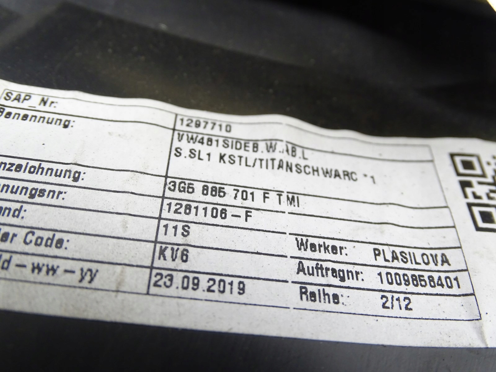 airbag side rear part rear left VW PASSAT B8 3G5885701F