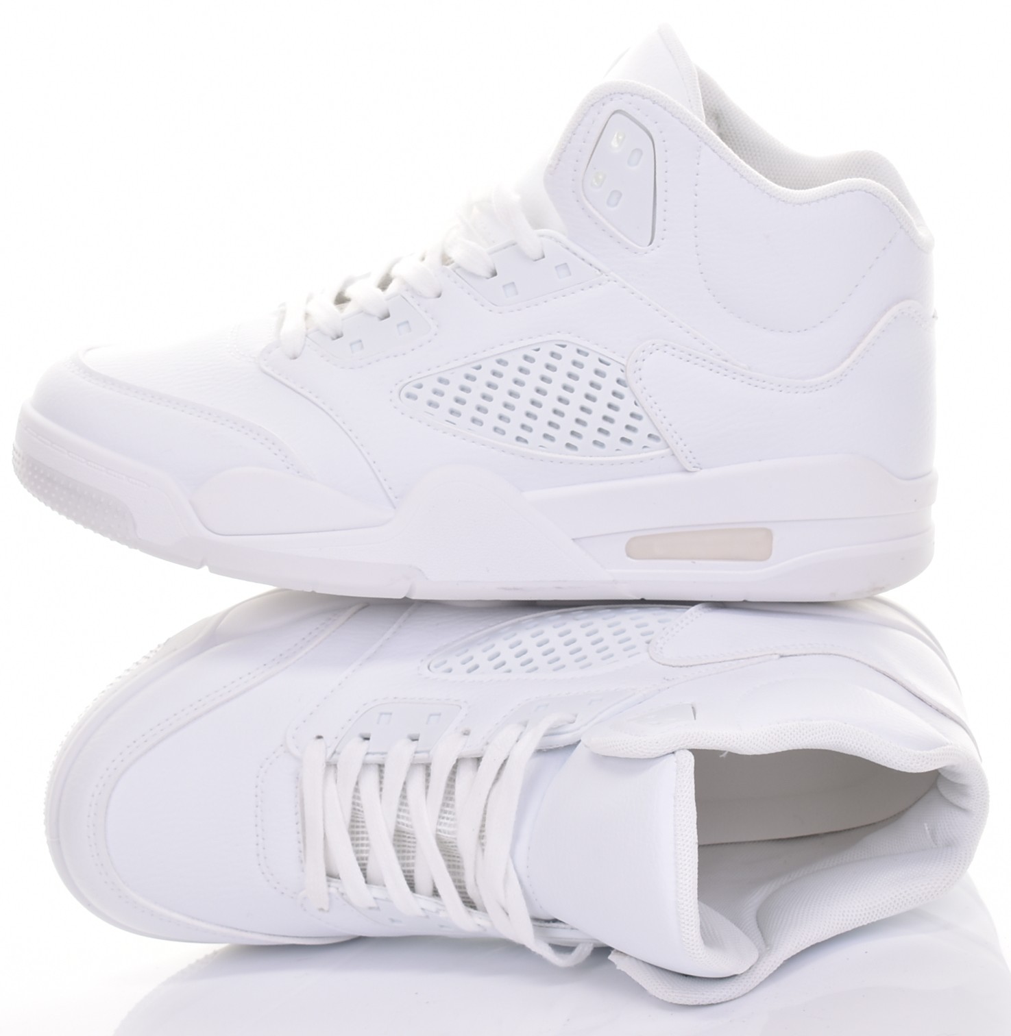 Buty Sportowe Męskie Skórzane Za Kostkę Całoroczne Sneakersy Białe