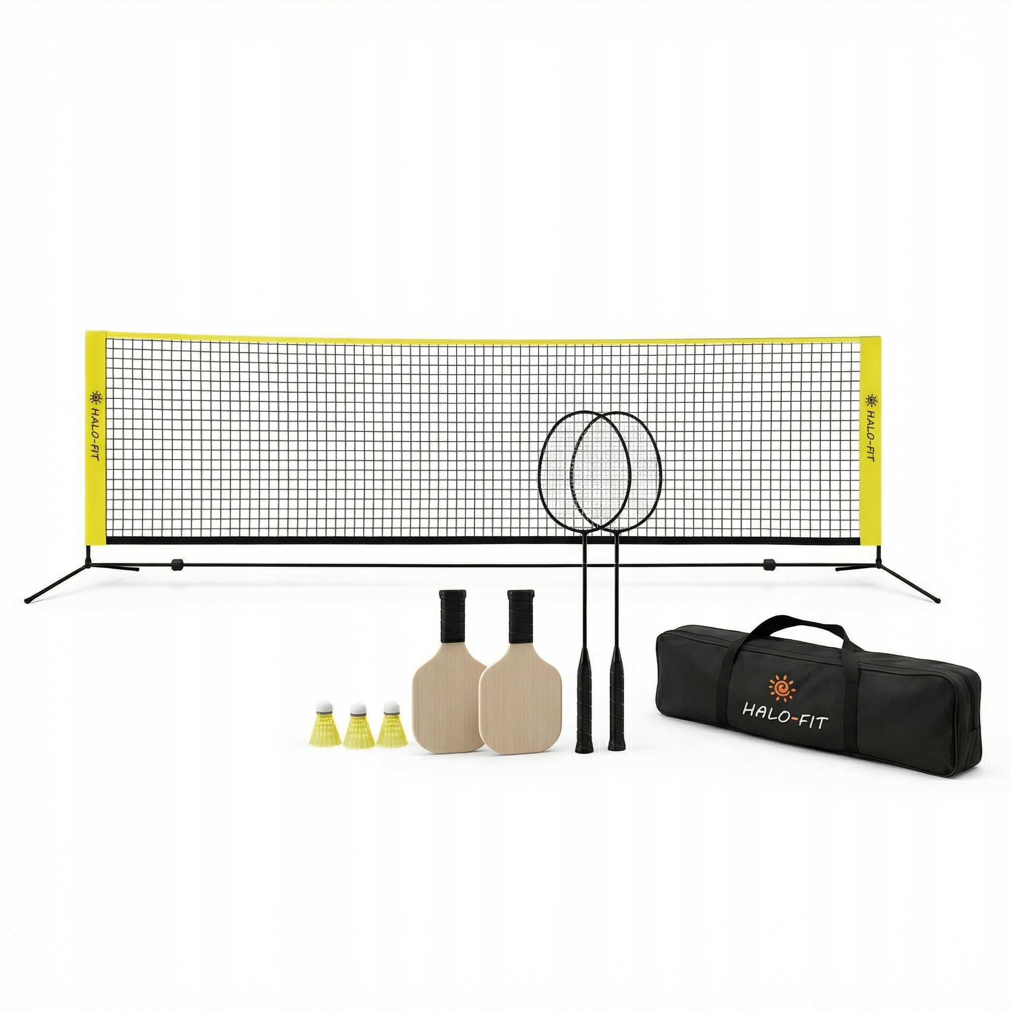 Zestaw do Badmintona i Pickleballa siatka, 4 rakietki, lotki i piłeczki