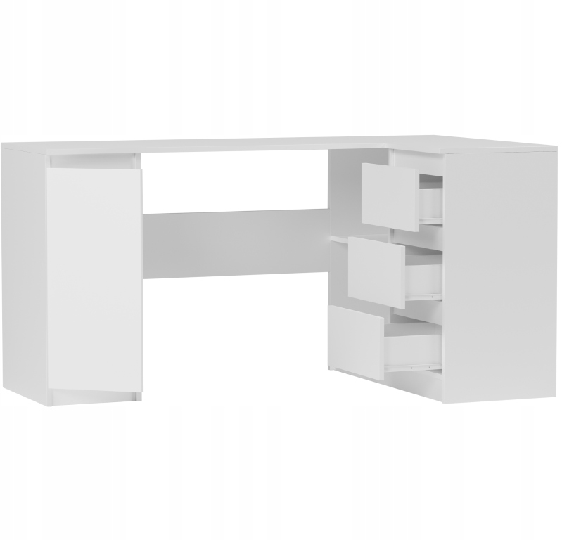 Meble Biurko narożne komputer 3sz 155cm BIAŁE N12