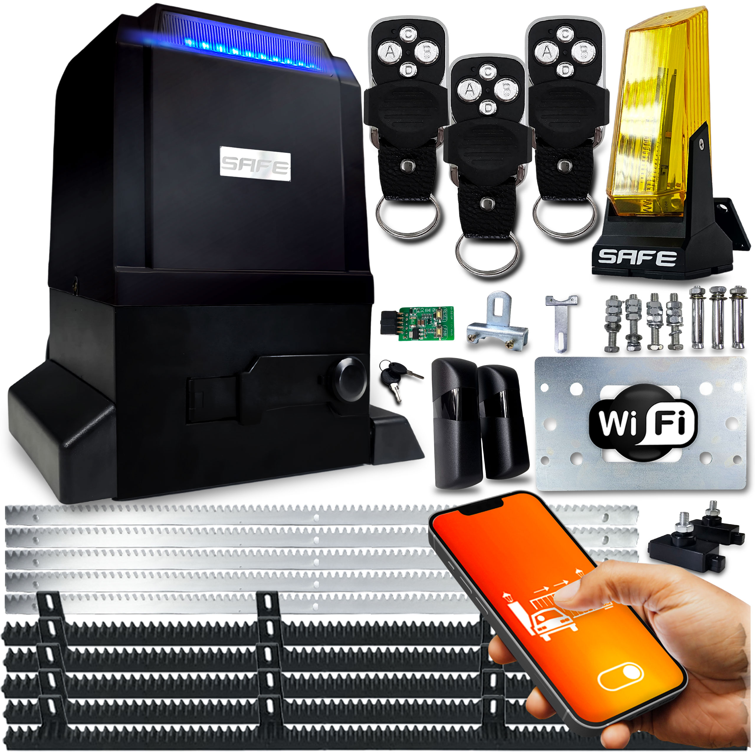 Set Pohon Pro Posuvné Brány 800 kg 3 ovladače 5 X Wifi lampa Tuya