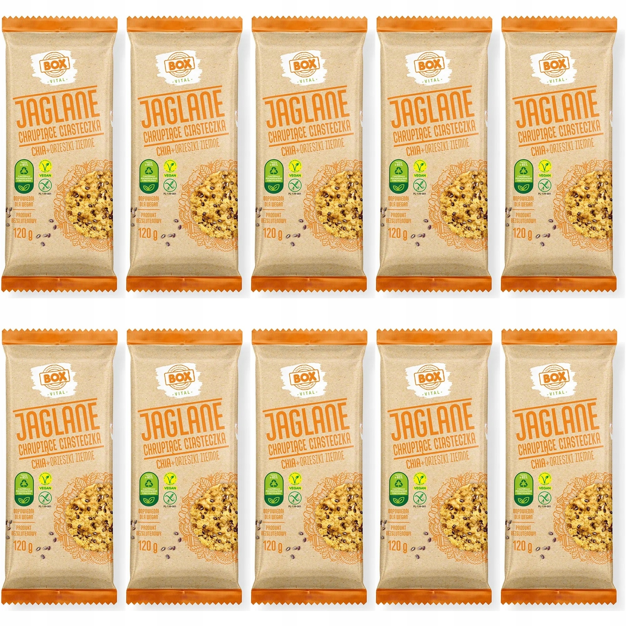 Zestaw ciasteczek Zpc Box Chrupiące ciasteczka jaglane Chia i 10 szt.