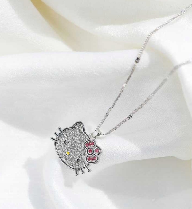 Naszyjnik Hello Kitty Fairy Goth Cyrkonie Y2K Materiał Inny