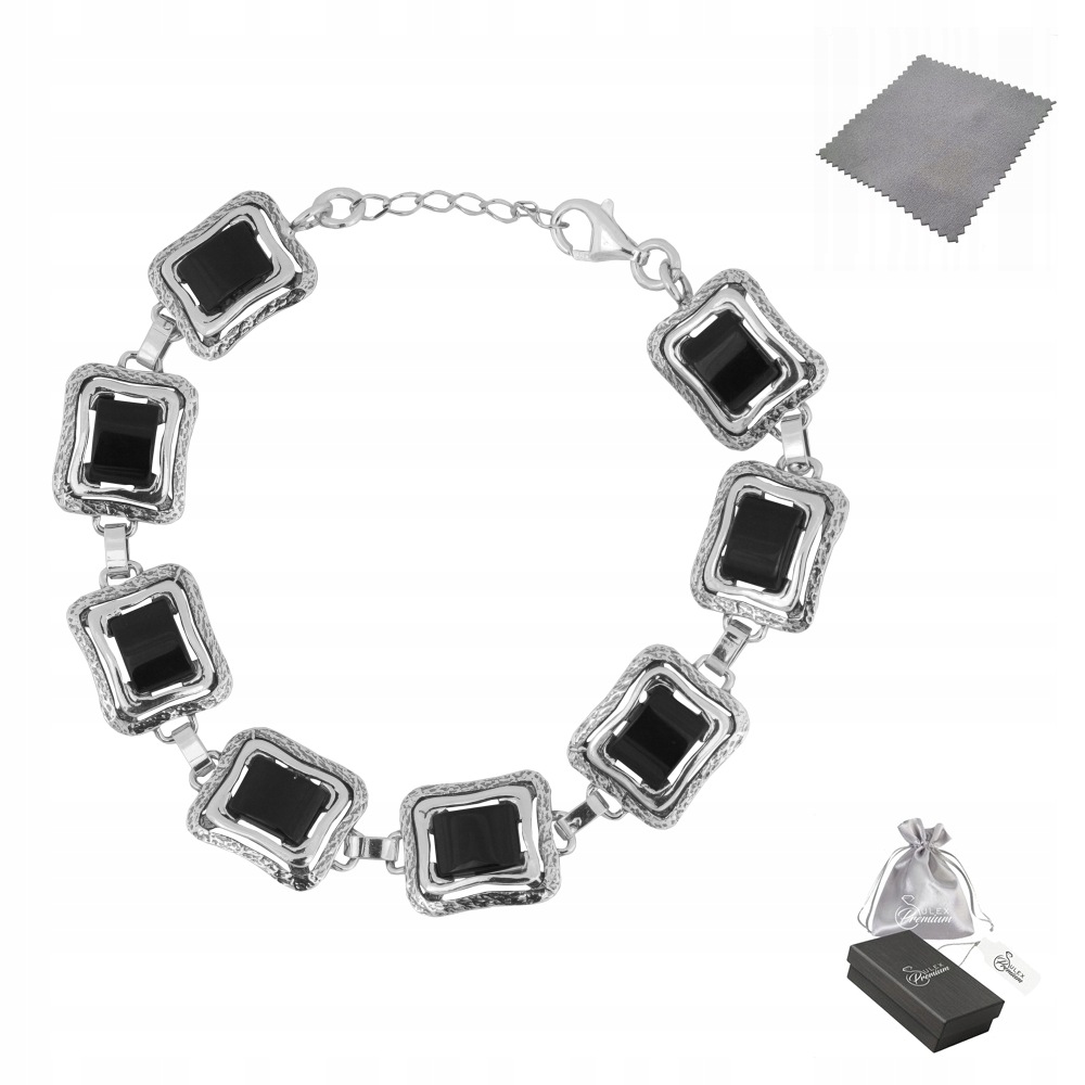 Elegantní klasický náramek s onyxem Stříbro ryzost 925 hadřík