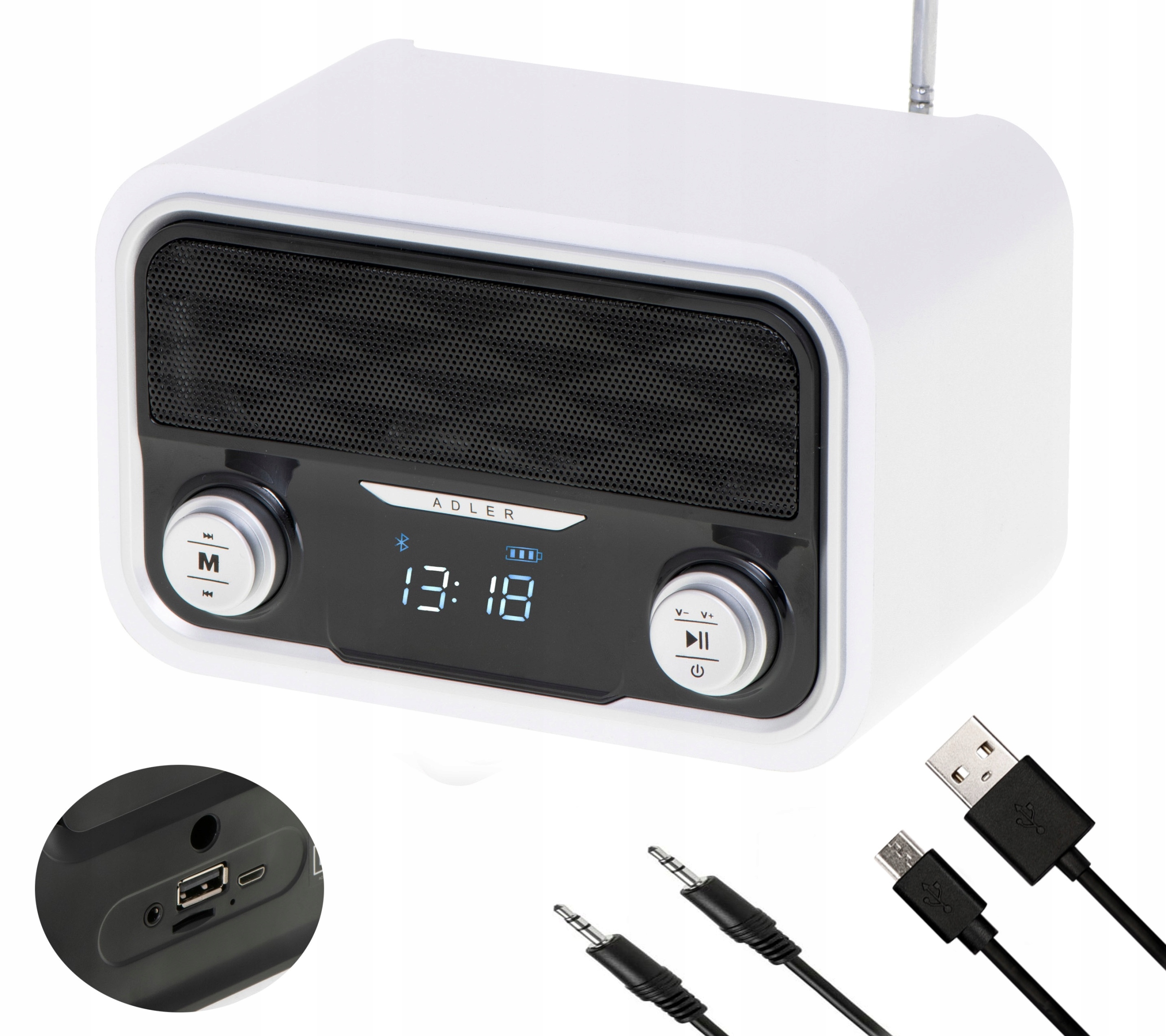Stylové rádio Adler FM/USB/MP3/SD/BTooth Ad 1185