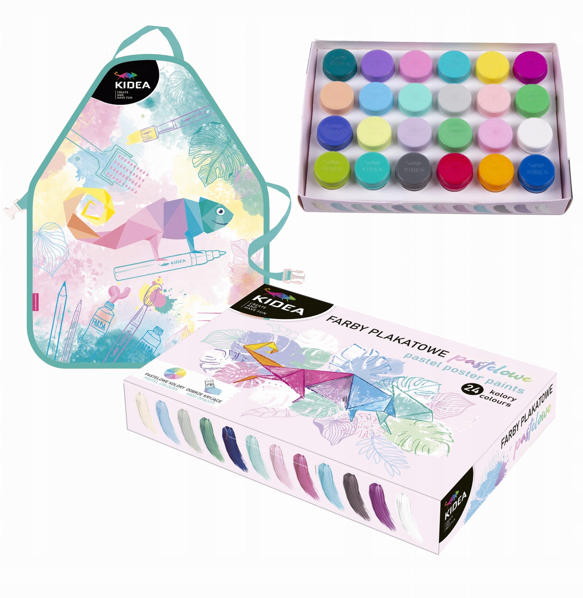 

Zestaw Farby PASTELOWE24 Fartuszek Fartuch Kidea