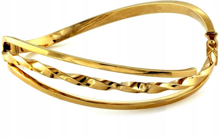 Moderní náramek ze zlata 585, módní, tuhý trojitý bangle r17 14K