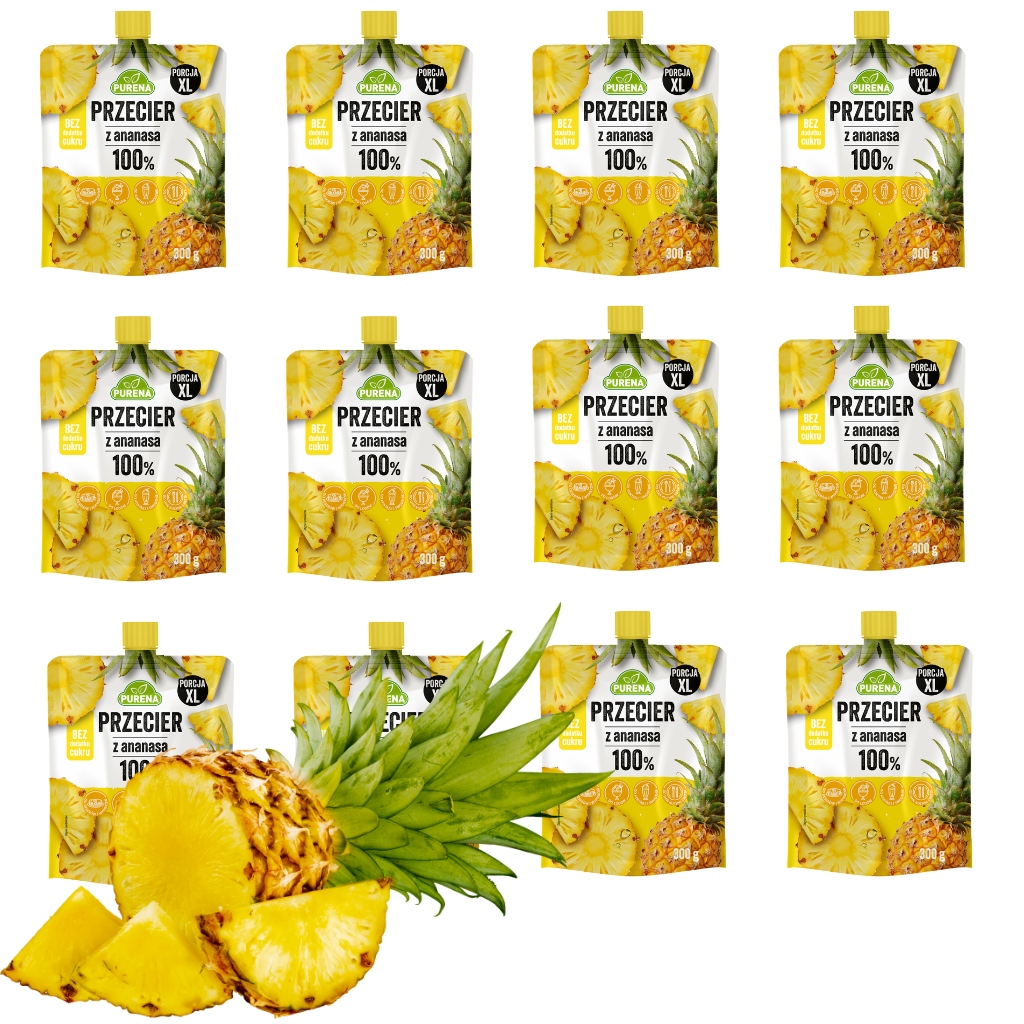 Levně Sada 12 x Mus Protlak Purena Ananas přírodní 100% Ovoce Do Dezertů