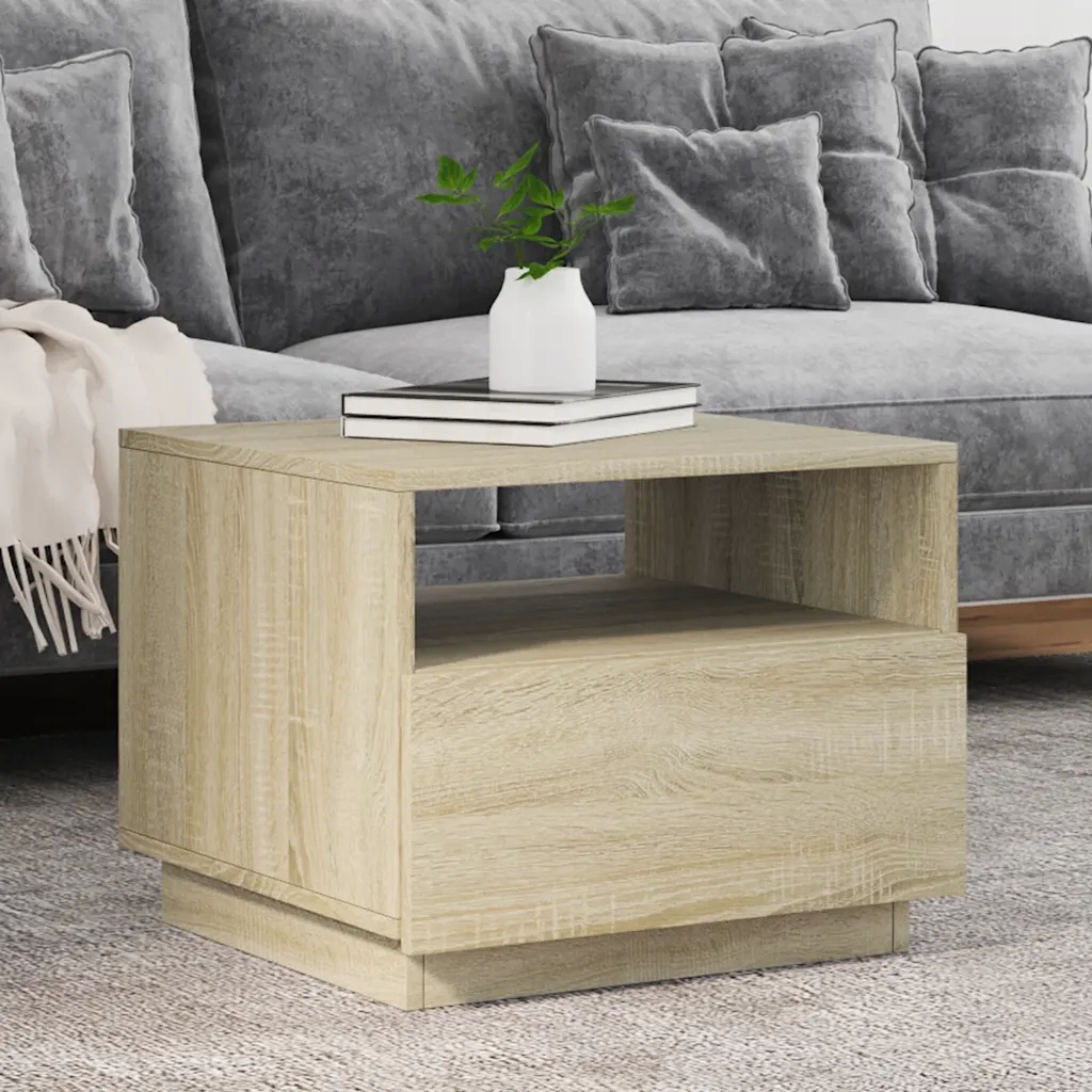 Petrashop Konferenční stolek s Led osvětlením dub sonoma 50 x 49 x 40 cm H