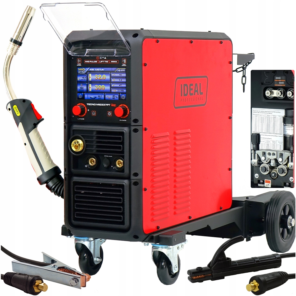 Spawarka migomat 300A Tecnomig 337 LCD Pulse Synergic Wózek Ideal Dual Puls