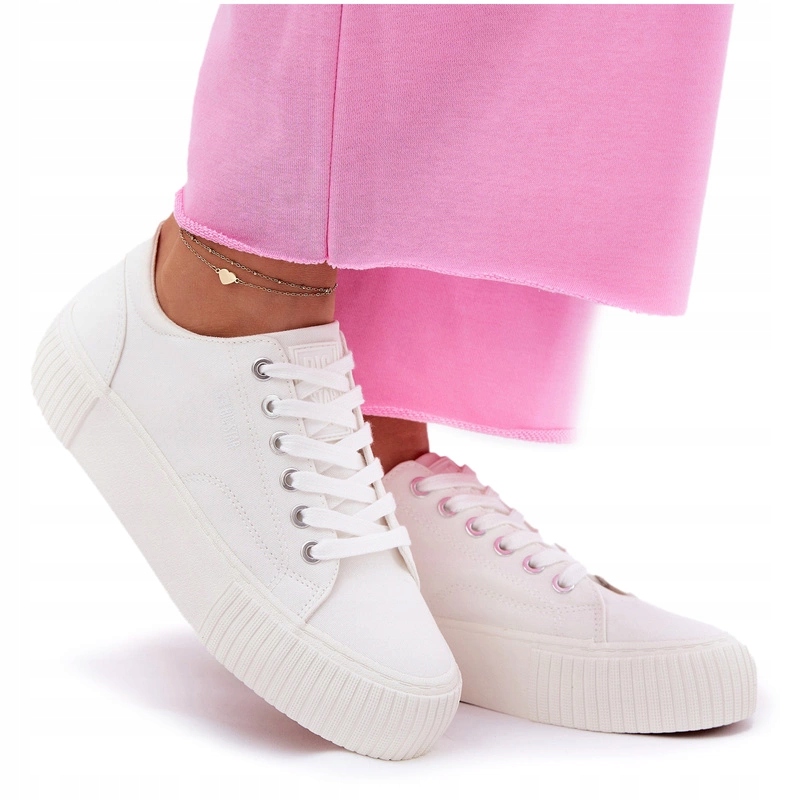 Materiałowe Trampki Damskie Na Platformie Big Star RR274405 Białe 38