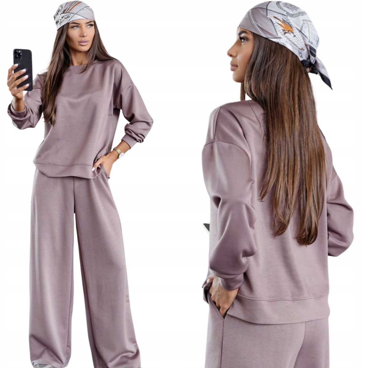 Tepláková souprava mikina s kapucí široké kalhoty 821111 L/XL