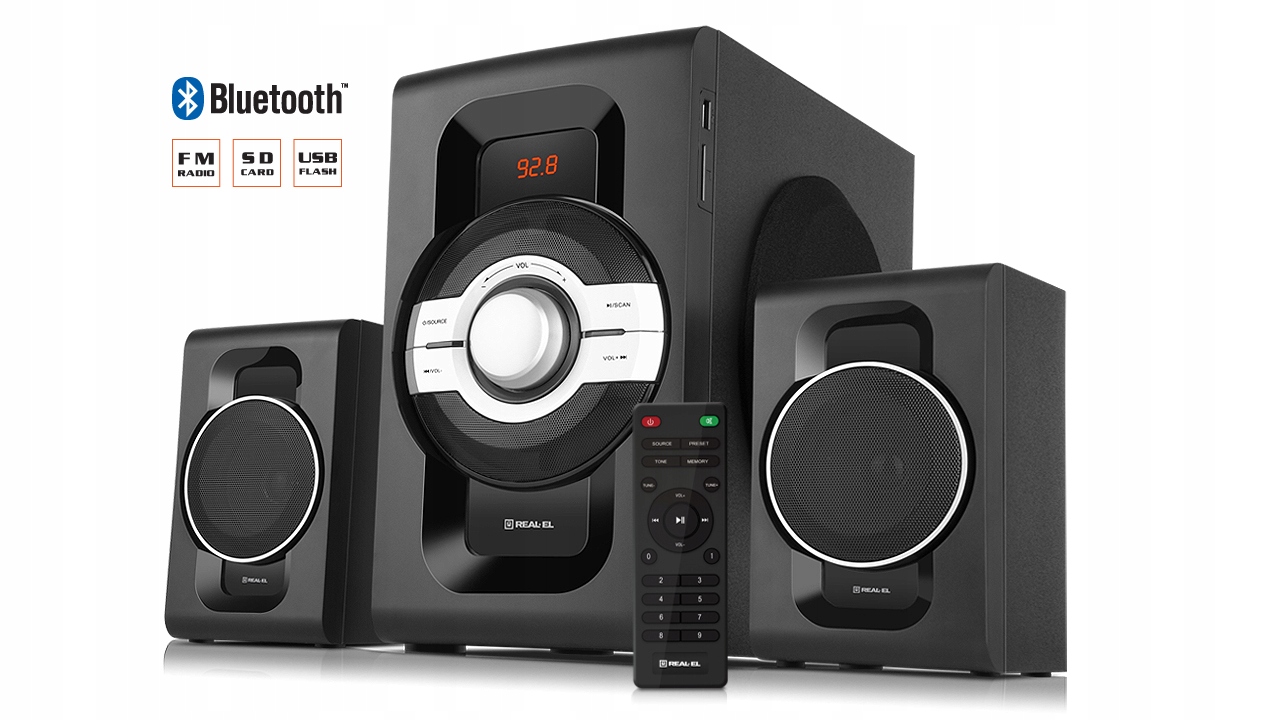 Głośniki komputerowe 2.1 Buetooth/USB/RADIO 60W.