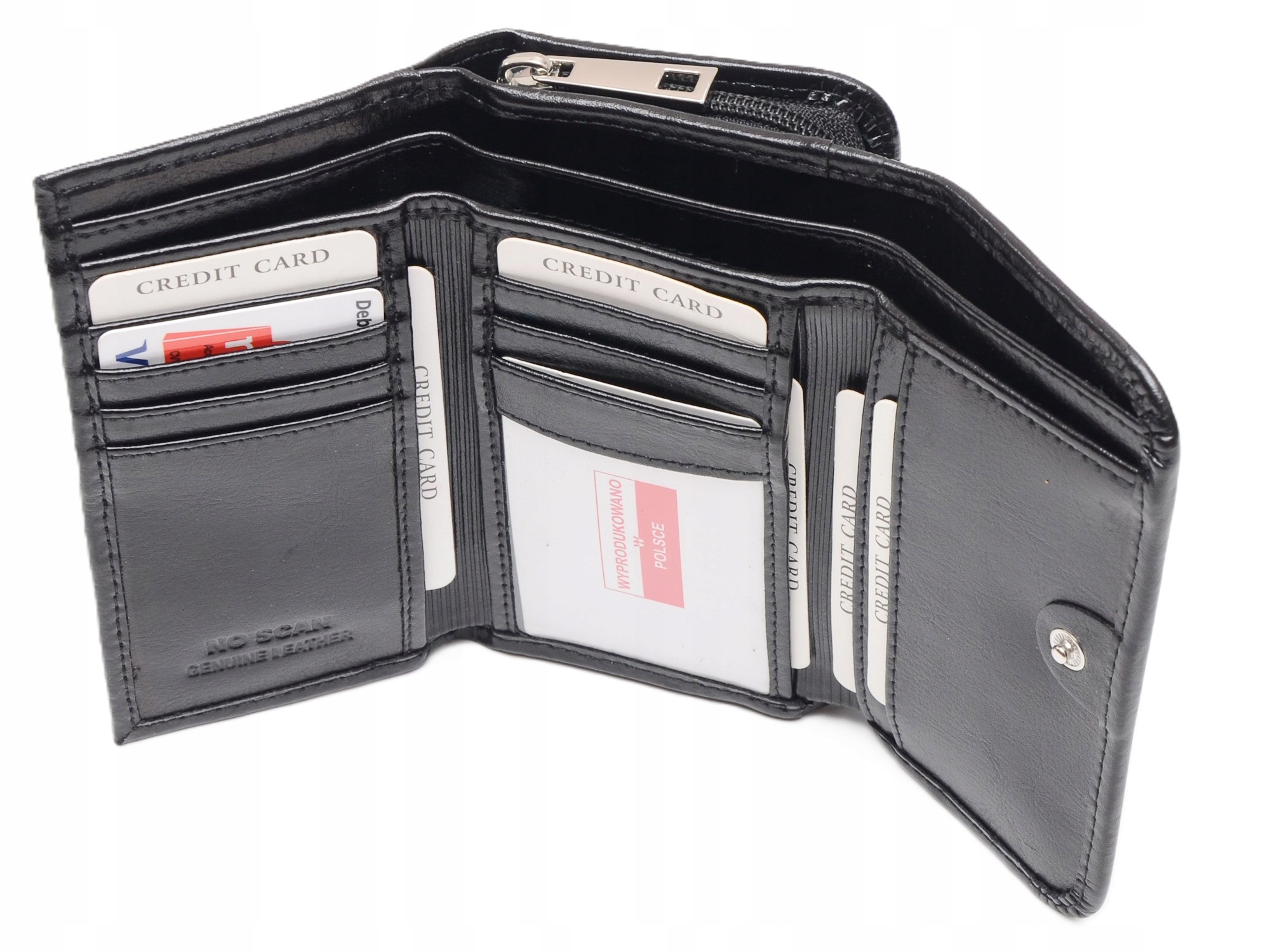 Poręczny Damski portfel Andrus na Suwak Skóra Naturalna Czarny