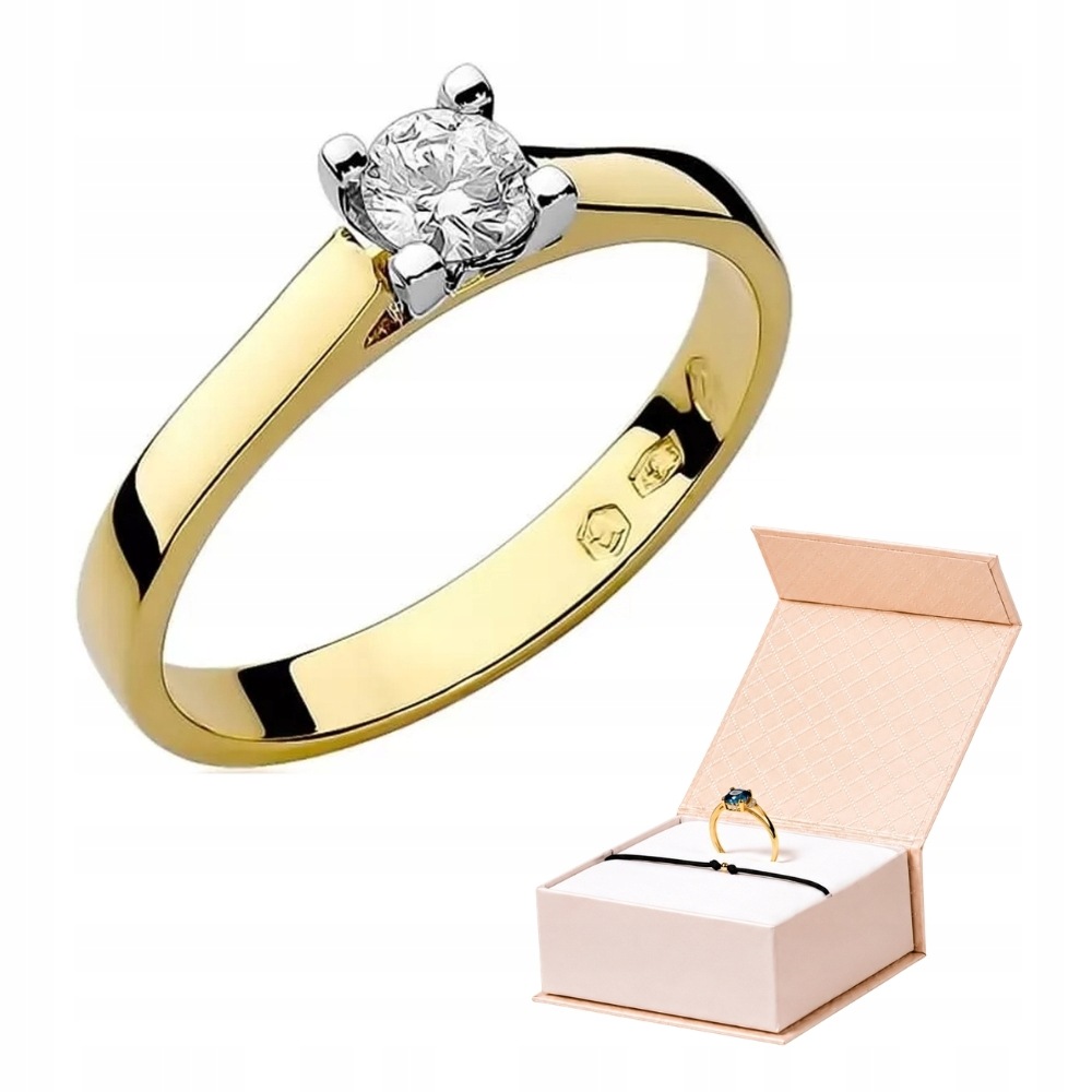 Złoty Pierścionek Zaręczynowy 585 Z Diamentem 0,25ct+BRANSOLETKA Złota