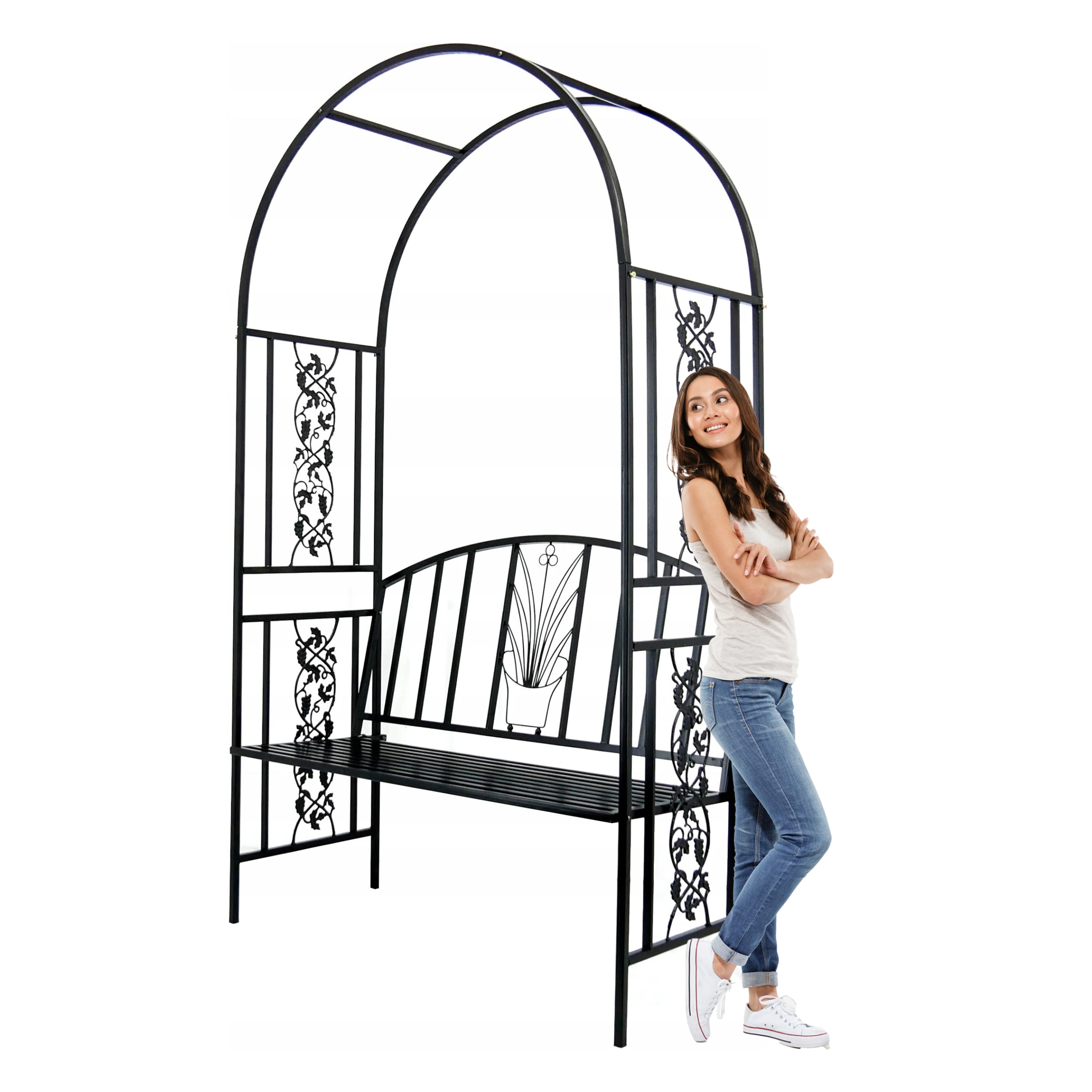 Pergola do Róż Metalowa Pergola Ogrodowa na balkon 203 cm na winogrona
