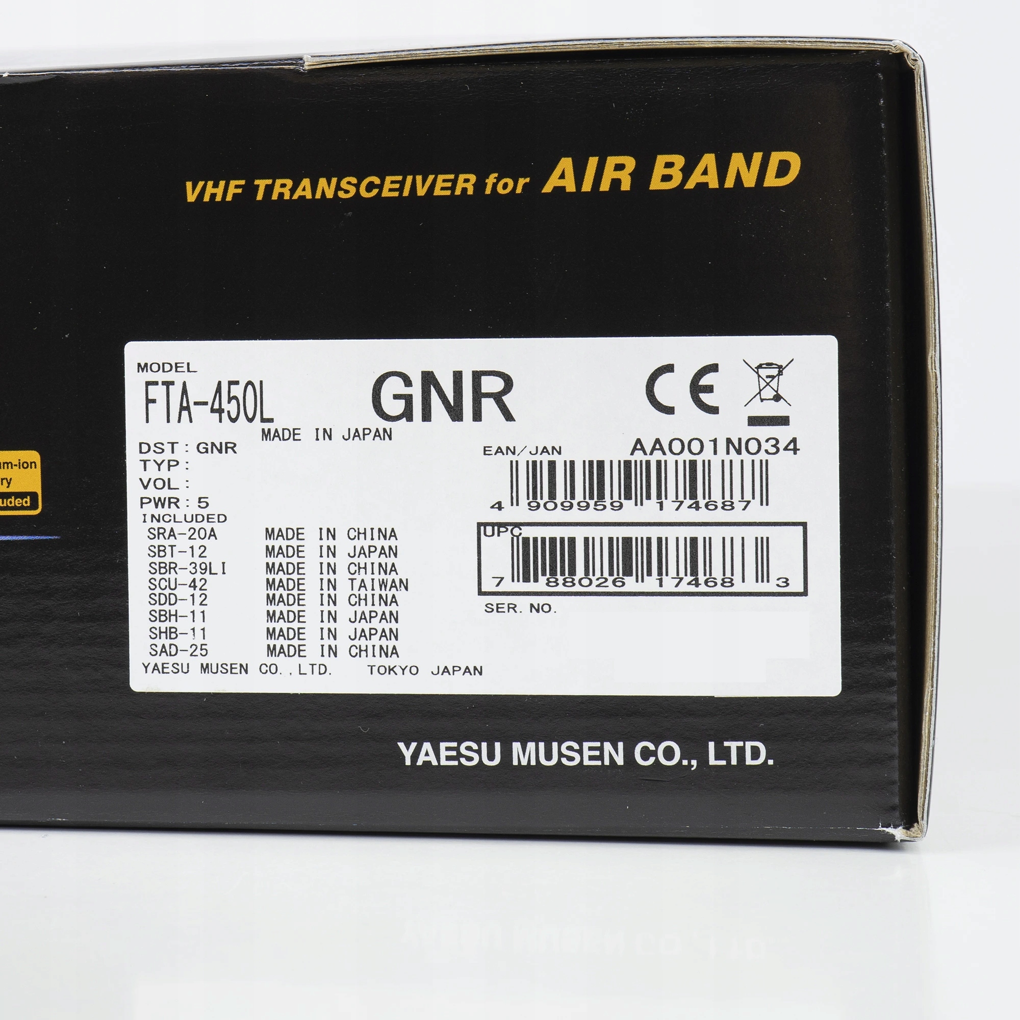 Yaesu FTA450L prenosná Vhf rádiová stanica pre letectvo 118 000 136 975 M
