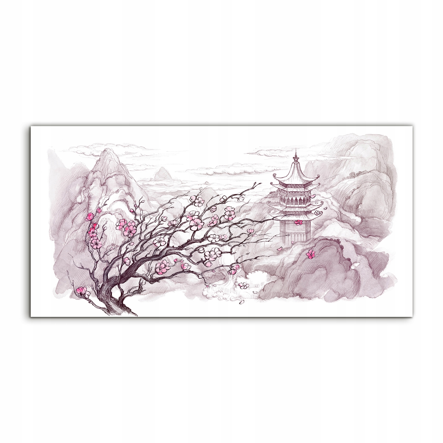 Obraz 120x60 ako darček Art Japonsko Hory s grafikou