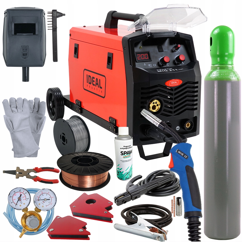 Migomat spawarka 2w1 MIG/MAG 200A FLUX MMA zestaw