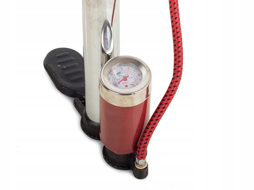 POMPKA STOJĄCA PODŁOGOWA Z MANOMETREM NOŻNA SAMOCHODOWA ROWEROWA METALOWA Stan opakowania oryginalne