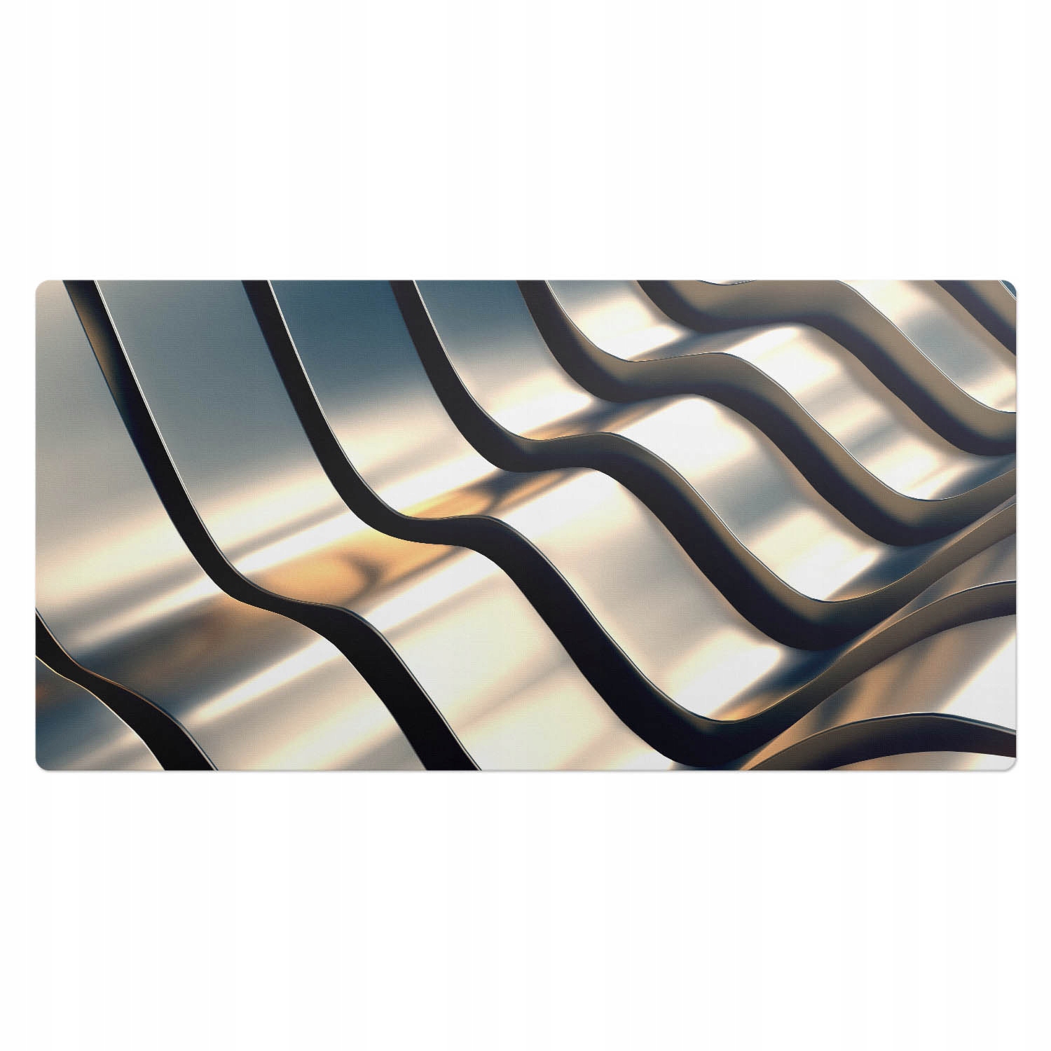 Prostiskluzová podložka pod myš a klávesnici Kovový motiv vln 100 x 50 cm