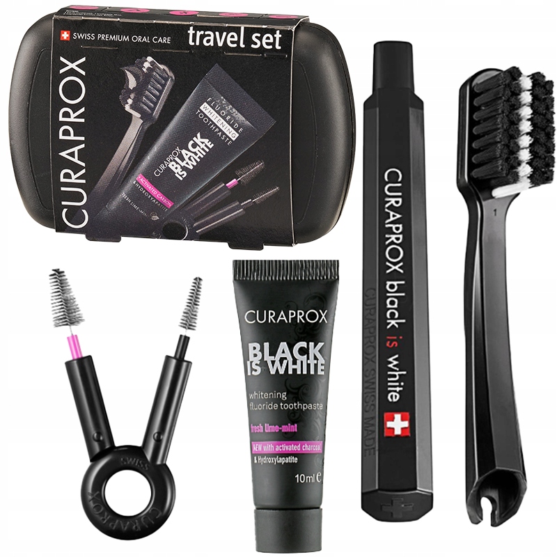 Zestaw turystyczny Curaprox Travel Set Black is White szczoteczka i pasta