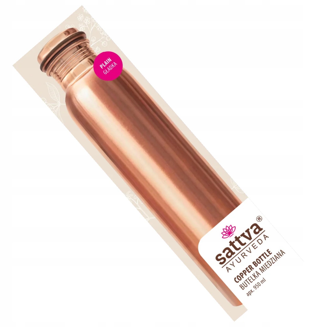 Sattva Butelka miedziana gładka 950ml