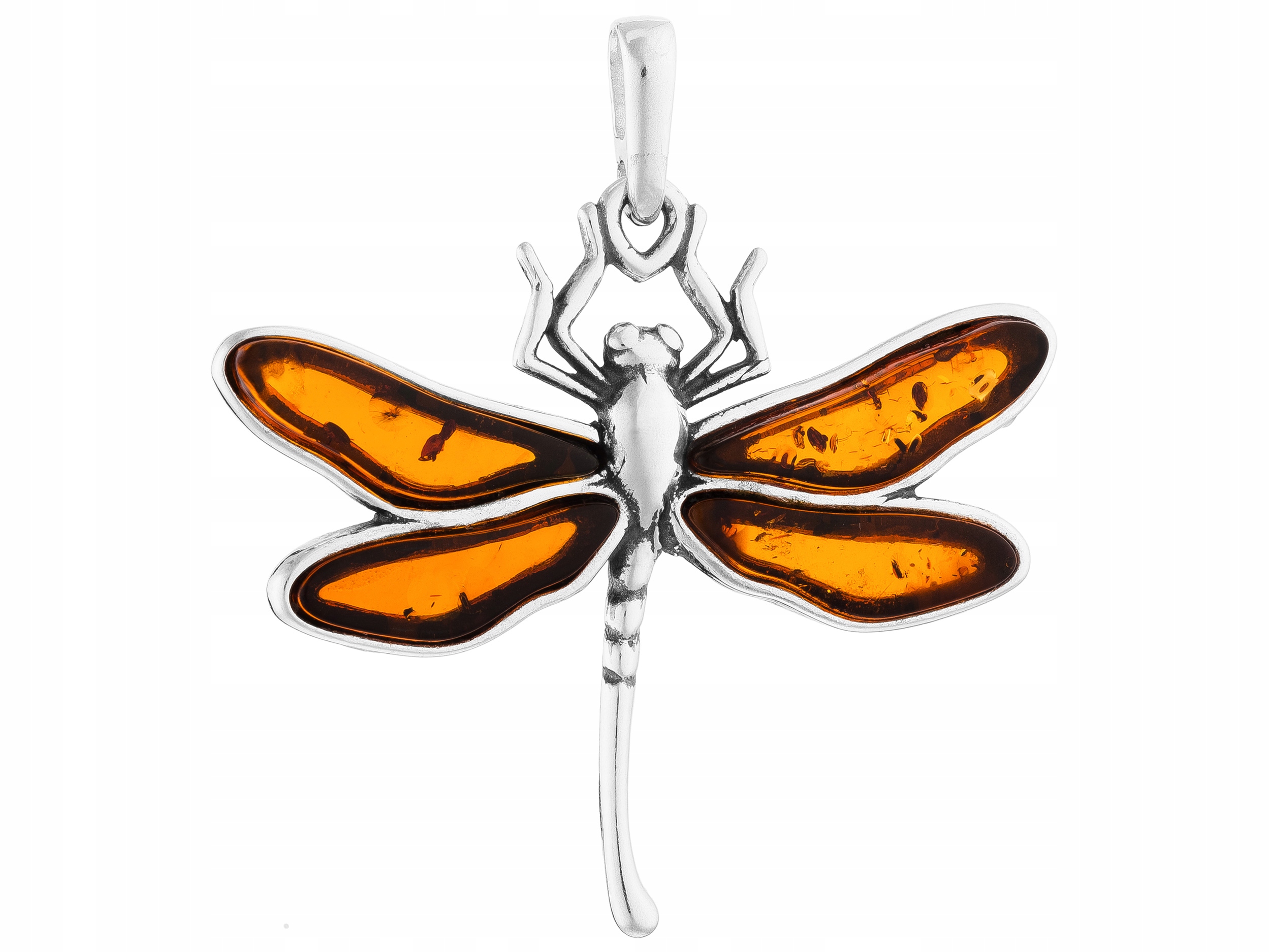 Stříbrný Přívěsek Vážka s Jantarem Oxidované Stříbro 925