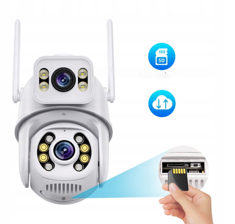 64GB paměťová karta Dvojitá Kamera Wifi Ip Smart 8MP Alarm Detekce iCSee