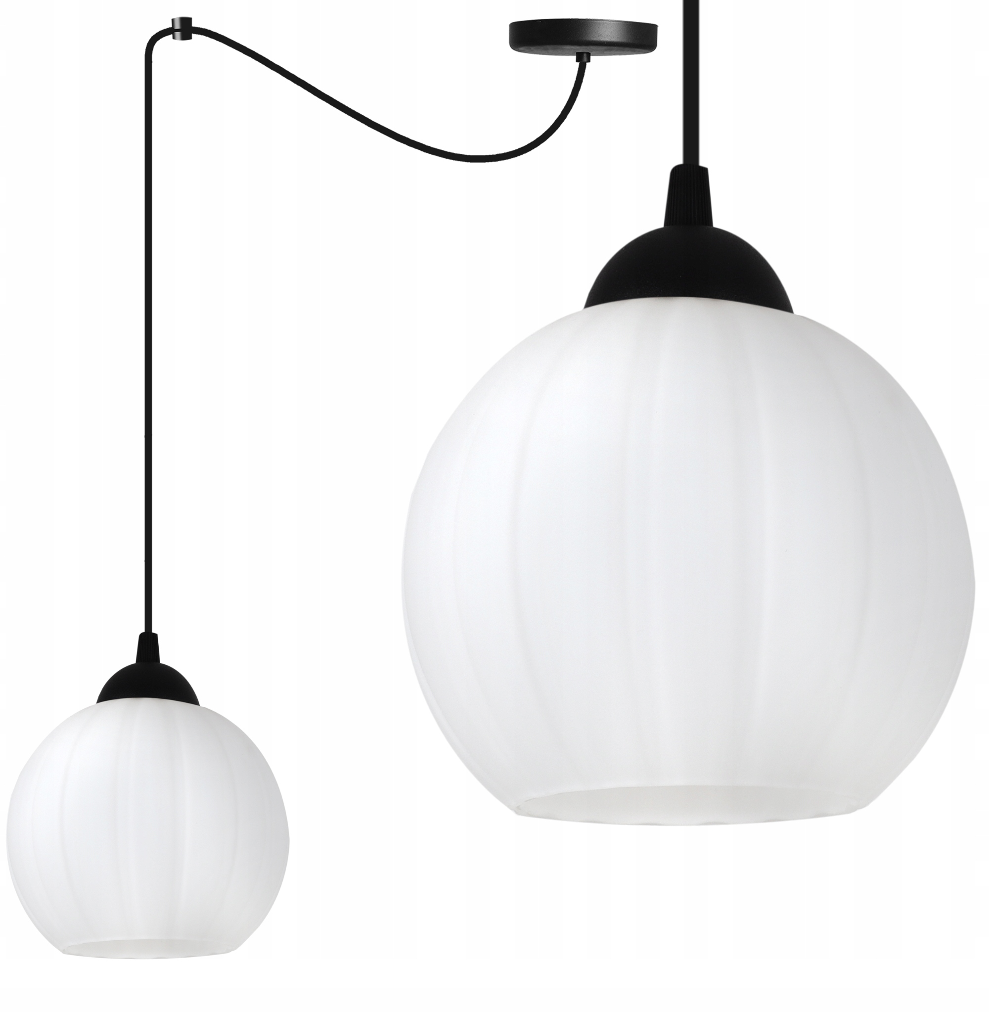 Závěsné Stropní Svítidlo Lustr Pavouk Černý Loft Bílá Skleněná Koule E27
