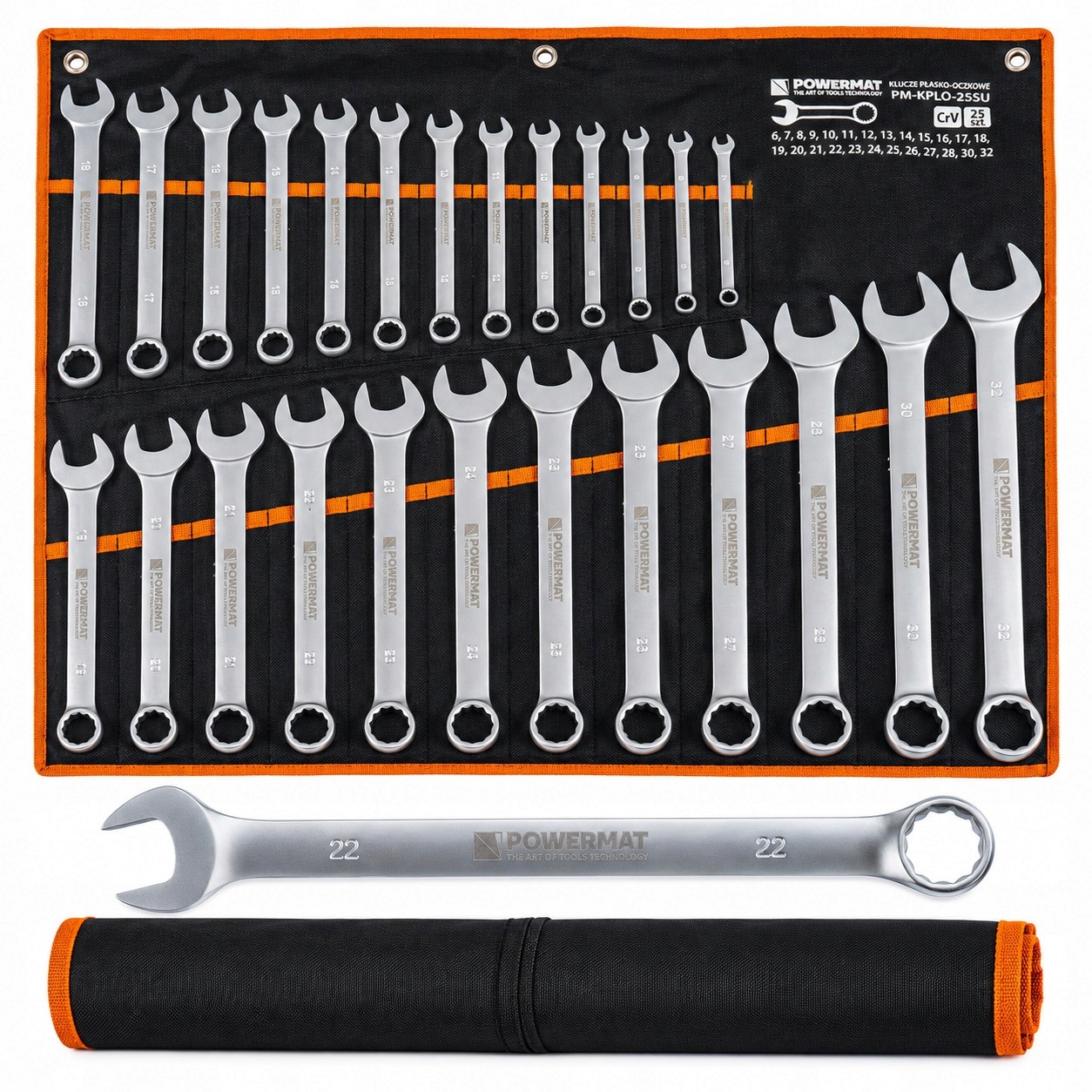 Zestaw Kluczy Płasko-oczkowych 25 Elementów 6-32MM CrV W Etui Do Garażu
