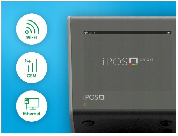 iPOS Smart Online Kasa Terminal GSM WiFi P.B. Komunikacja 3G GPRS WiFi