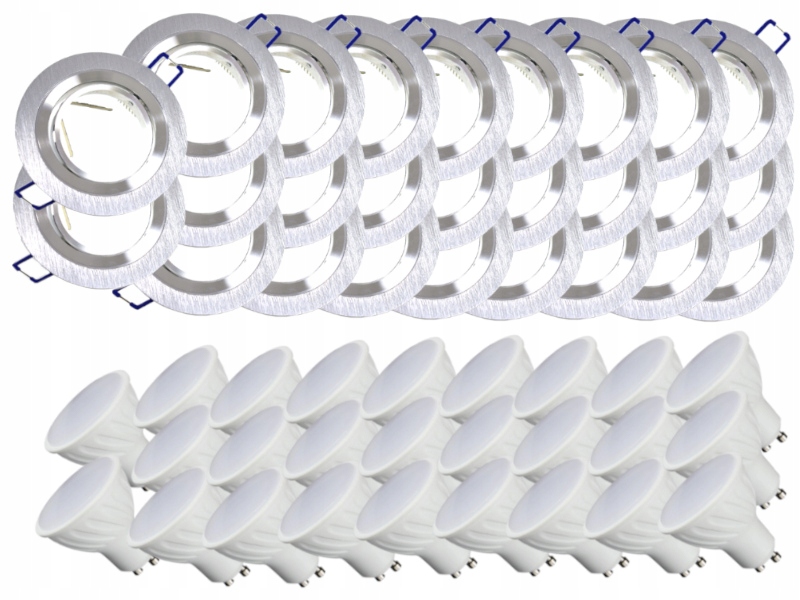 26x Hliníková Lampa Objímka Inox Ocel Kartáčovaná Led Žárovky 10W