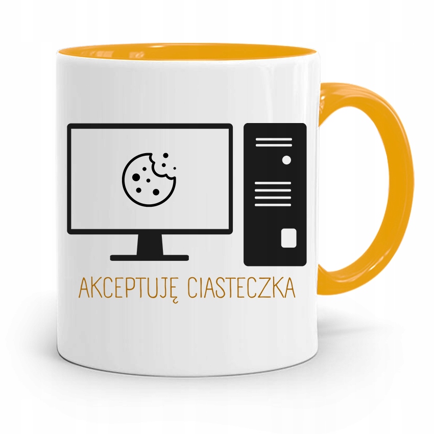 

Kubek Żółty Informatyka Programisty Ciasteczka