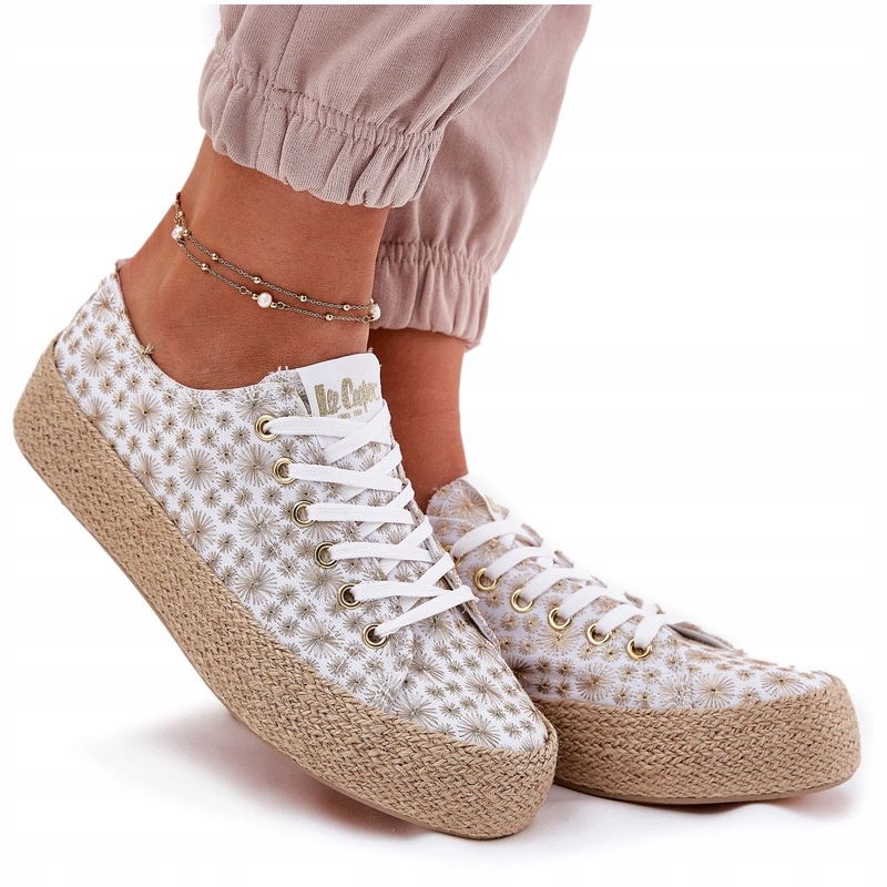 Vzorované Tenisky S Pleteninou Lee Cooper LCW-25-08-3648L Bílo-zlaté 37