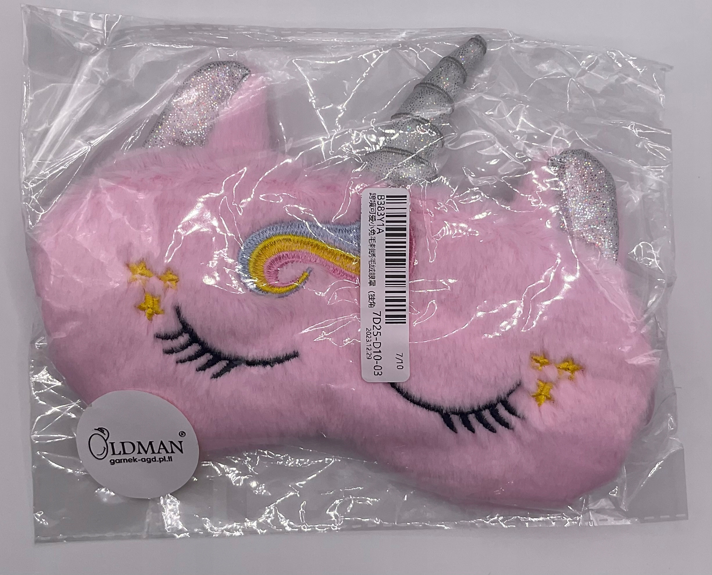 OPASKA NA OCZY MASKA DO SPANIA SNU RELAKSU JEDNOROŻEC RÓŻOWY PLUSZOWY Kod producenta OPASKA DLA DZIECI NA OCZY prezent unicorn