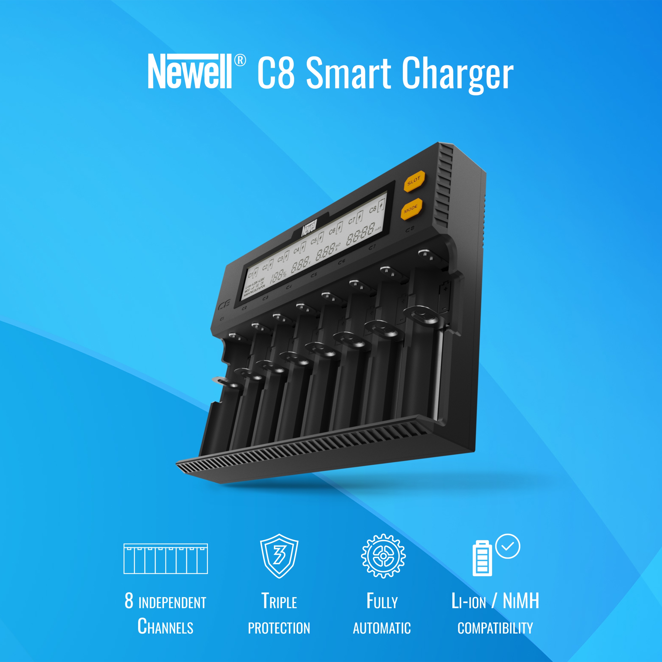 Ładowarka Newell SMART C8 do AA/AAA/18650/26650 Model N-SMART-C8