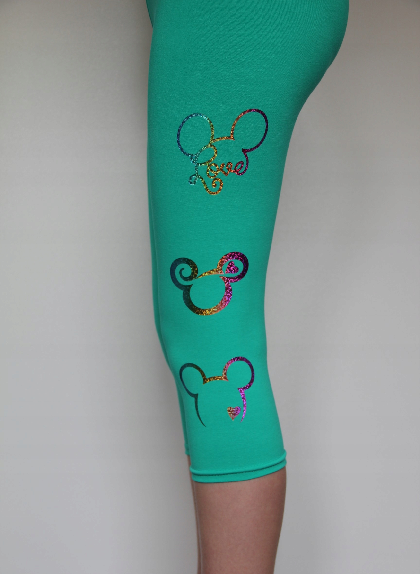 Legginsy 3/4 Getry Rybaczki ZIELONE MYSZKA r.152 Rodzaj klasyczne