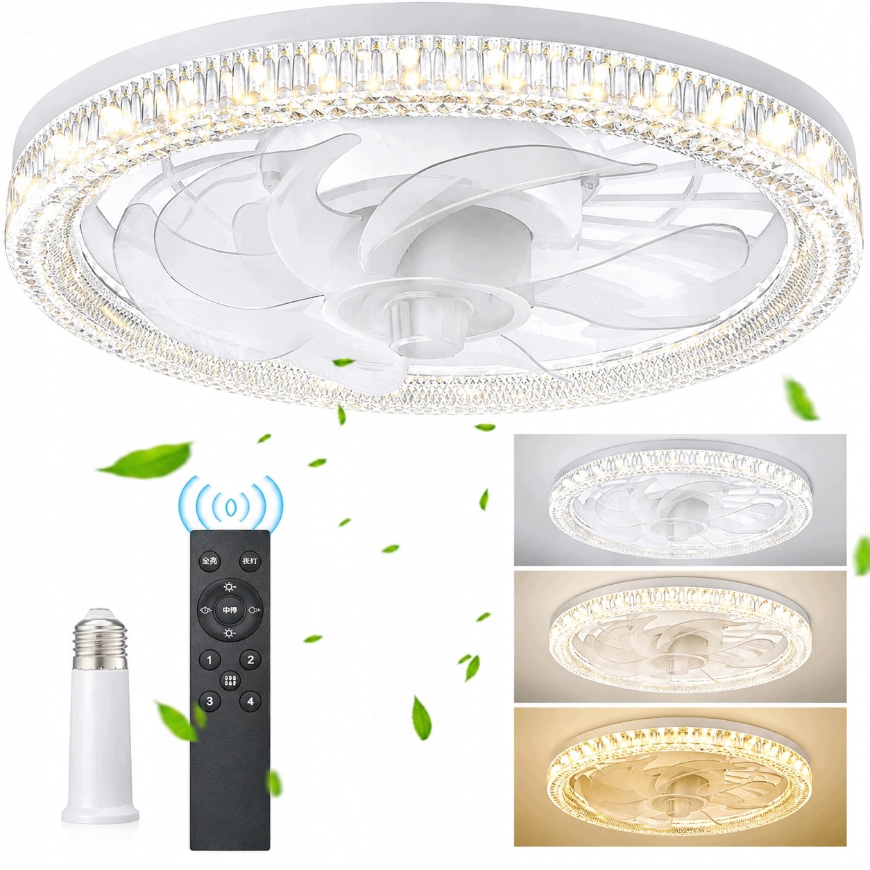 Závěsná lampa Lustr Stropní Ventilátor Led Lampa 50W Dálkový Ovladač