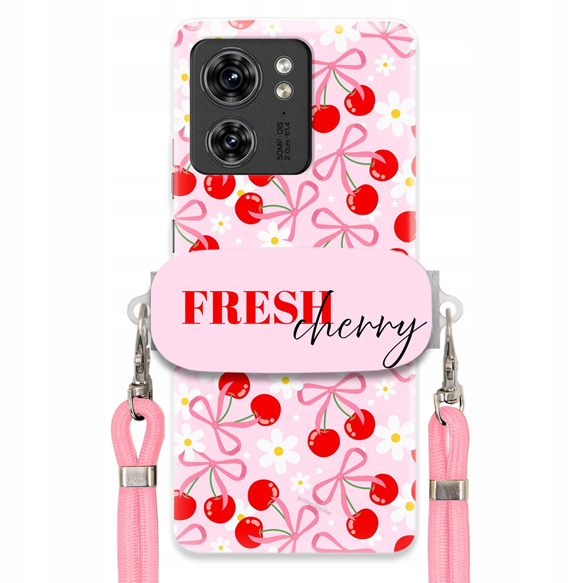 Pouzdro pro Motorola Edge 40 Case Držák na šňůrku Růžová Fresh Cherry Kokardy