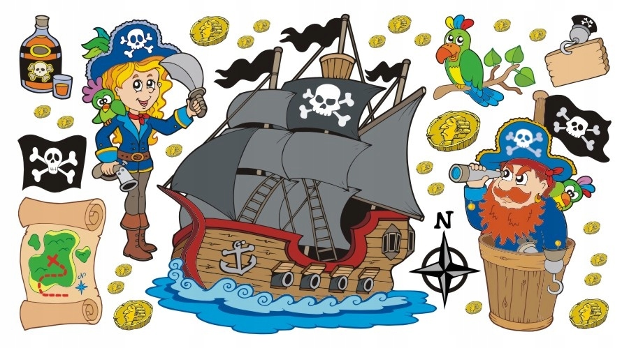 

Naklejki na ścianę dla dzieci zestaw Piraci 2