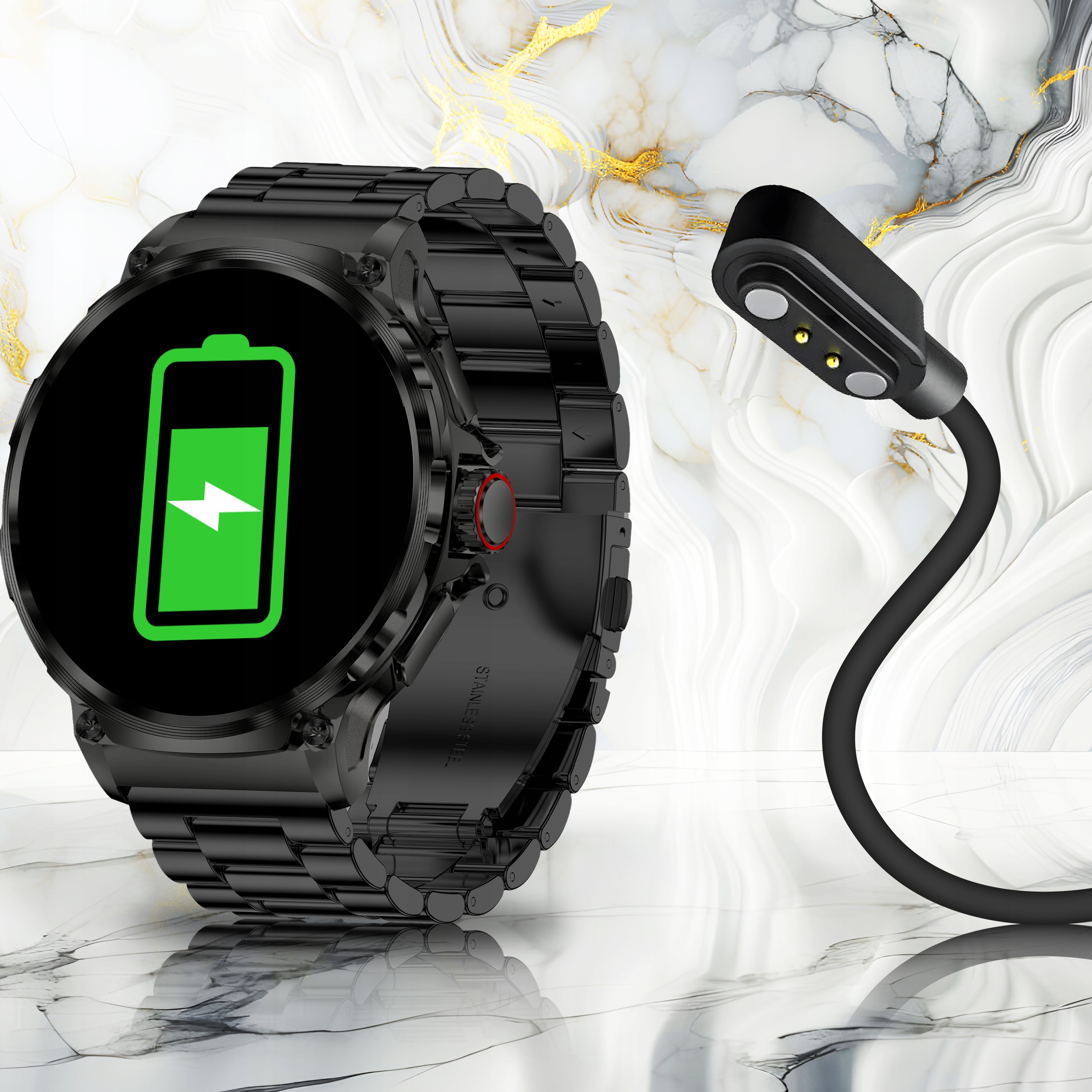 SMARTWATCH MĘSKI ROZMOWY ZEGAREK SPORTOWY SMART WATCH 710 mAh BATERIA PL Złącza brak